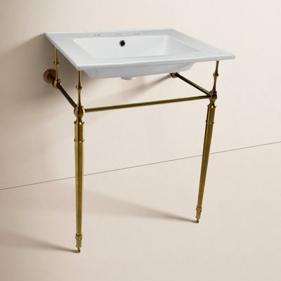 Kingston Brass Edwardian 25-Inch Ceramic Console Sink with Brass Legs (8-Inch, 3-Hole)