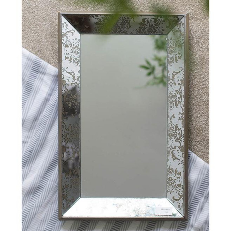 Silver Glass Framed Accent Mirror, 24" x 15.5", Rectangle