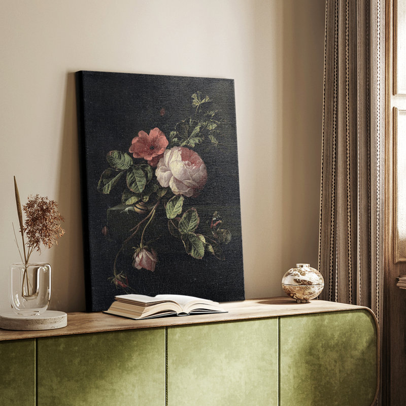 Imprimé floral rétro CCLxxxvi - galerie Cavas, H 27 po x l 18 po