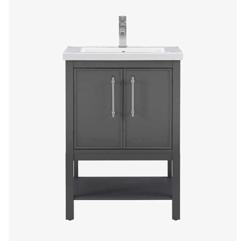 Ensemble de meuble-lavabo simple 24 po Jewell, Gris foncé / nickel brossé