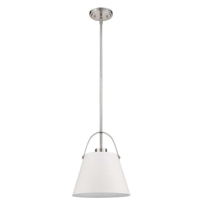 Chrisha 1 - Light Single Pendant, Brushed Nickel, Matte White, 13.75" H x 12.5" W x 12.5" D