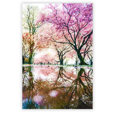 Reflection of the Pink Blossom Trees in Philadelphia - Frameless Print