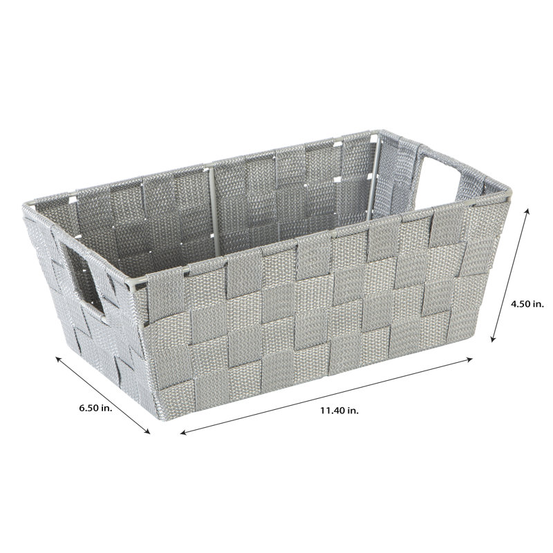 Simplify Mahli Wovan Strap Decorative Bin, Gray