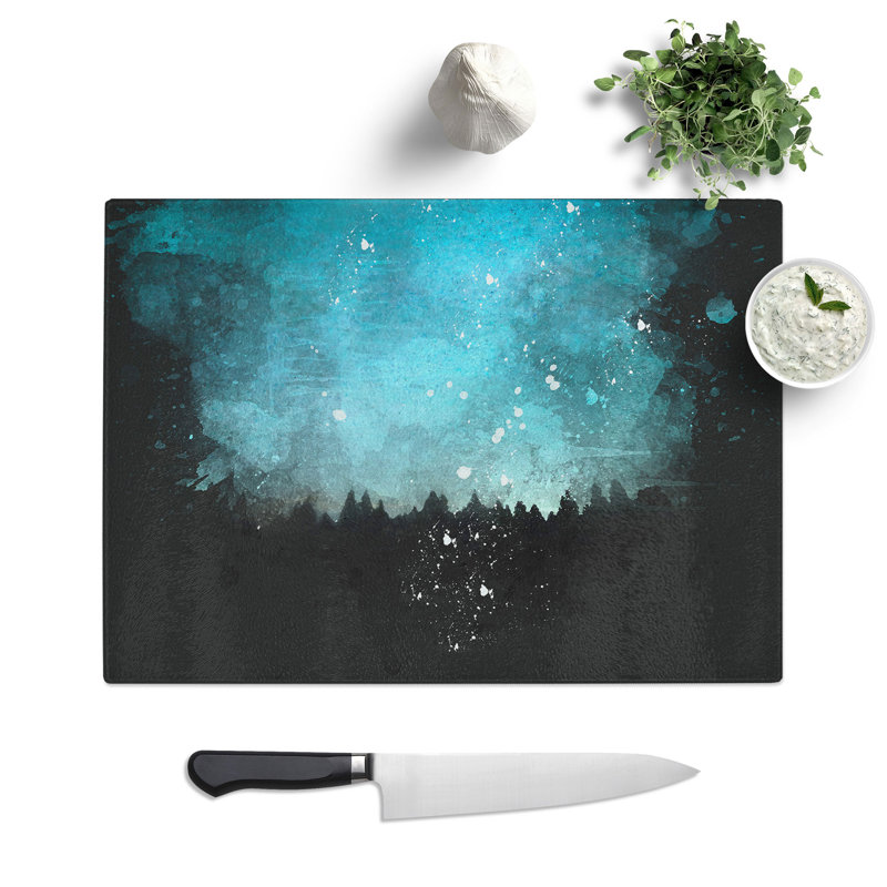 Tempered Glass Above the Forest Paint Splash Chopping Board, 20 cm x 28.5 cm