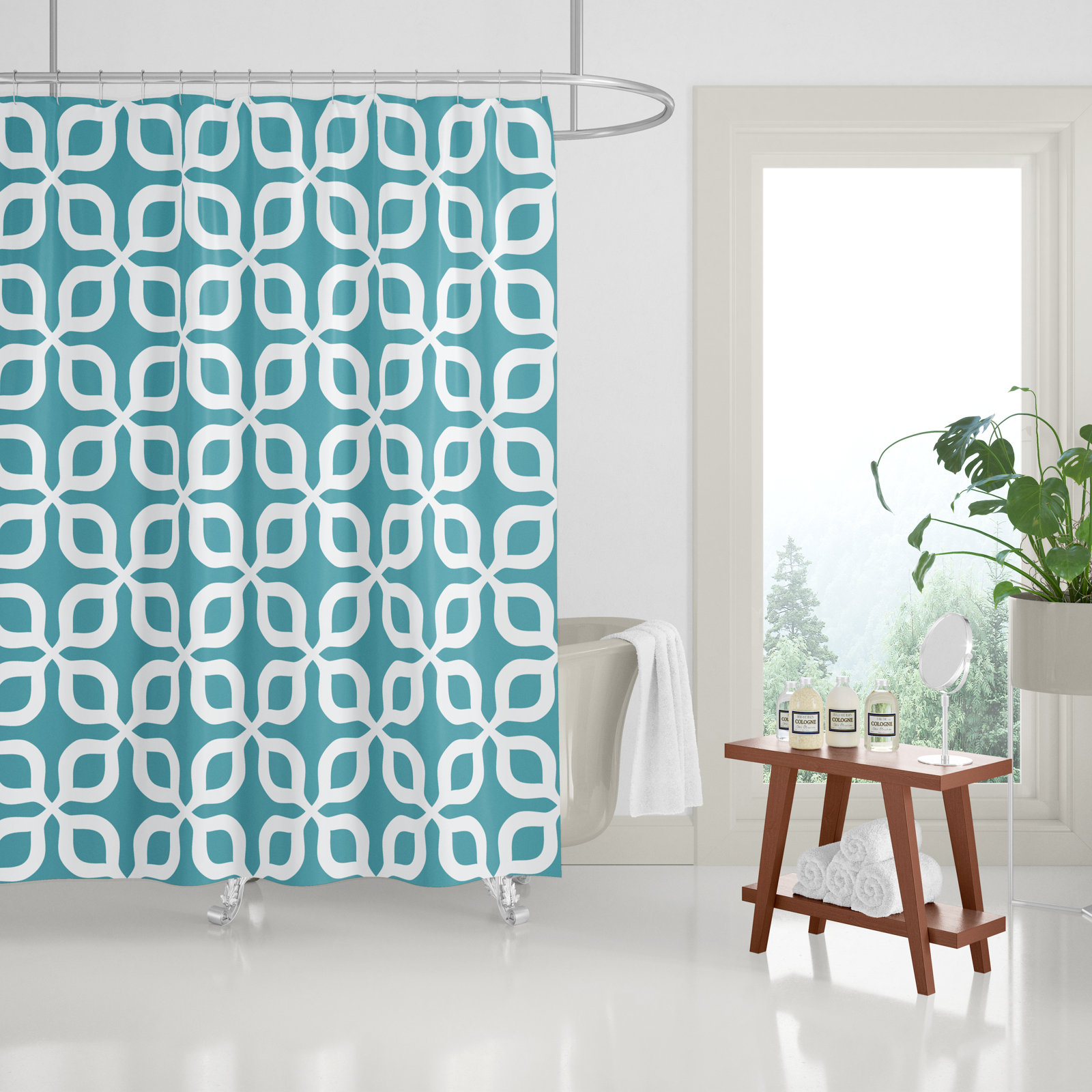 Pipper Polyester Shower Curtain, Turquoise