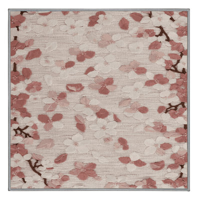 Tapis gris botanique lavable à la machine