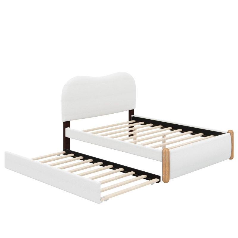Pieds de lit en bois rembourrés, Blanc, Lit double