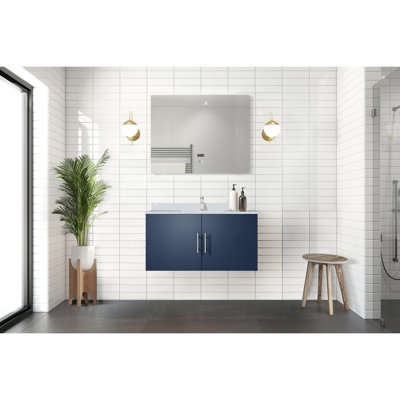 36 po Meuble-lavabo X 22, comptoir en quartz blanc et miroir à DEL - fermeture en douceur, longue durée, grand compartiment de rangement avec comptoir, grand