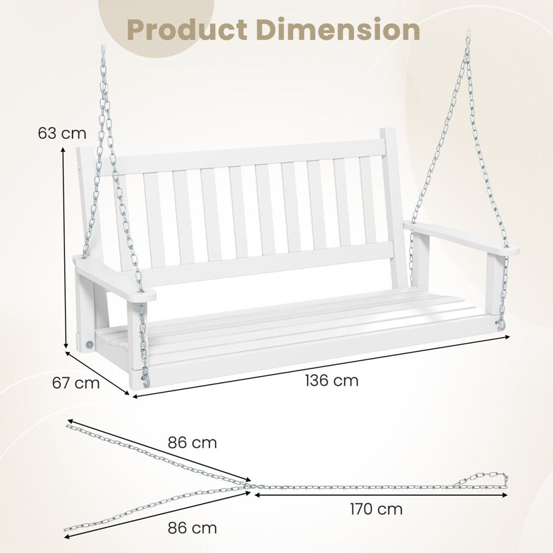 Sluss Porch Swing, 136 cm, White