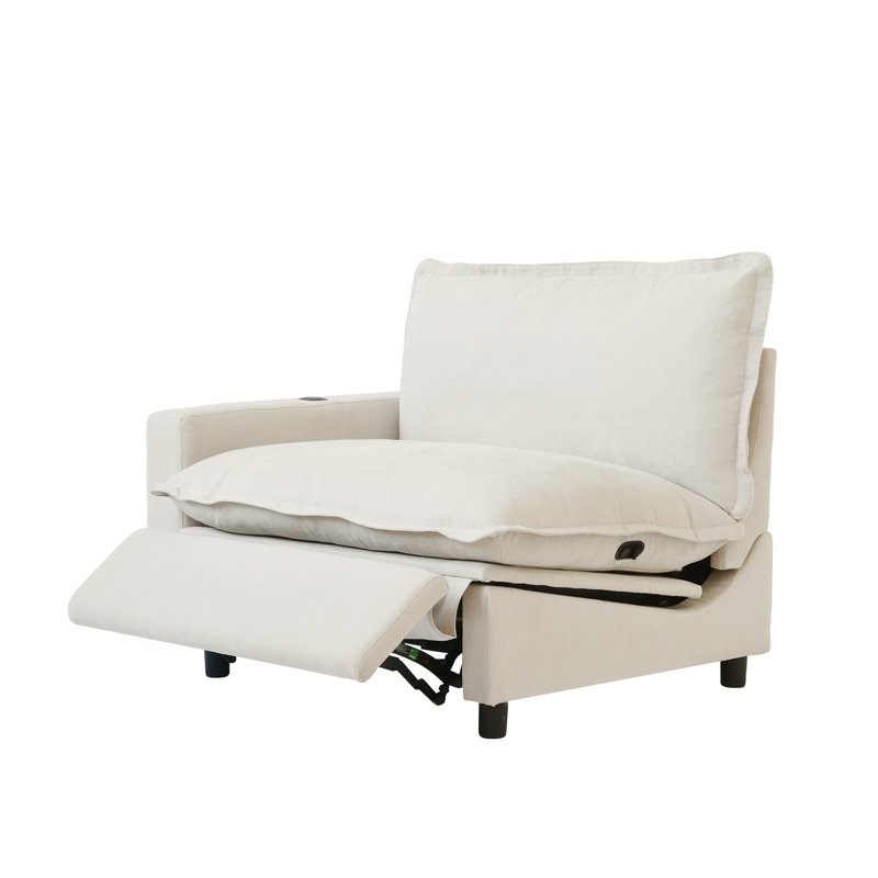 Chaise rembourrée en tissu de lin à un bras, Beige