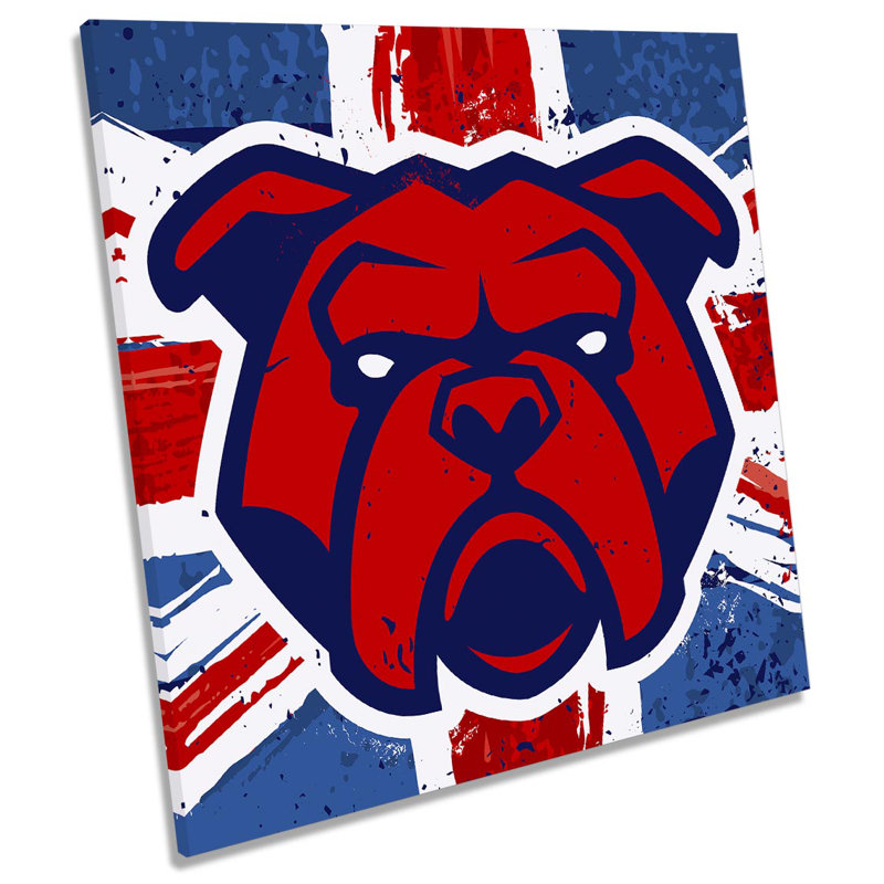 British Bulldog Union Jack - Wrapped Canvas Print, 60cm H x 60cm W x 2cm D