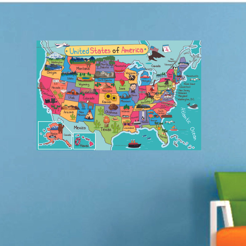 Geography Wall Decal, 18" H x 20" W