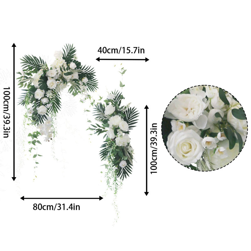 Paquet de 2 fleurs de voûte de mariage, décorations florales de voûte artificielle pour décoration de mariage