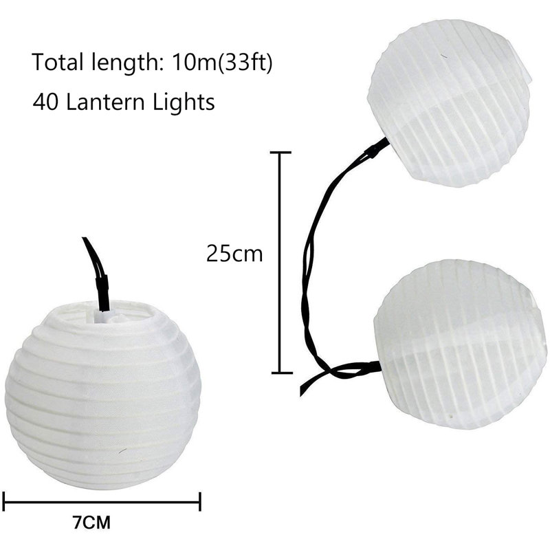 Outdoor 40 - Bulb 393.7'' Solar Powered LED Shaded String Light, Warm White