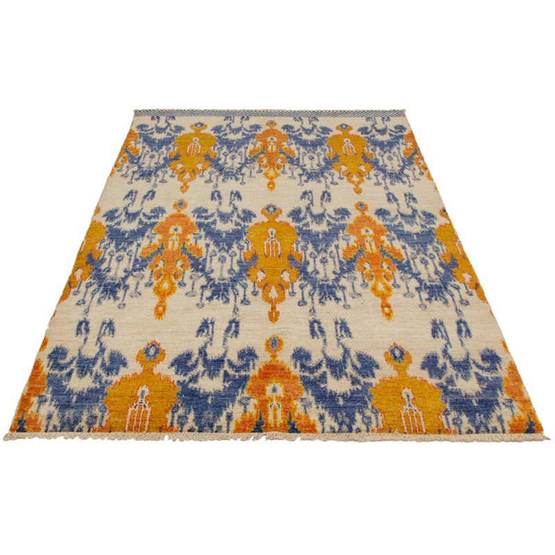 Tapis de bois one-of-kind à la main-noué la 2010 bhadohi crème 6 pi 1 po x 9 pi en laine de 2 po Céline