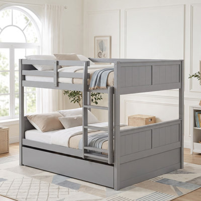 Abdia Solid Wood Standard Bunk Bed with Trundle by Harriet Bee