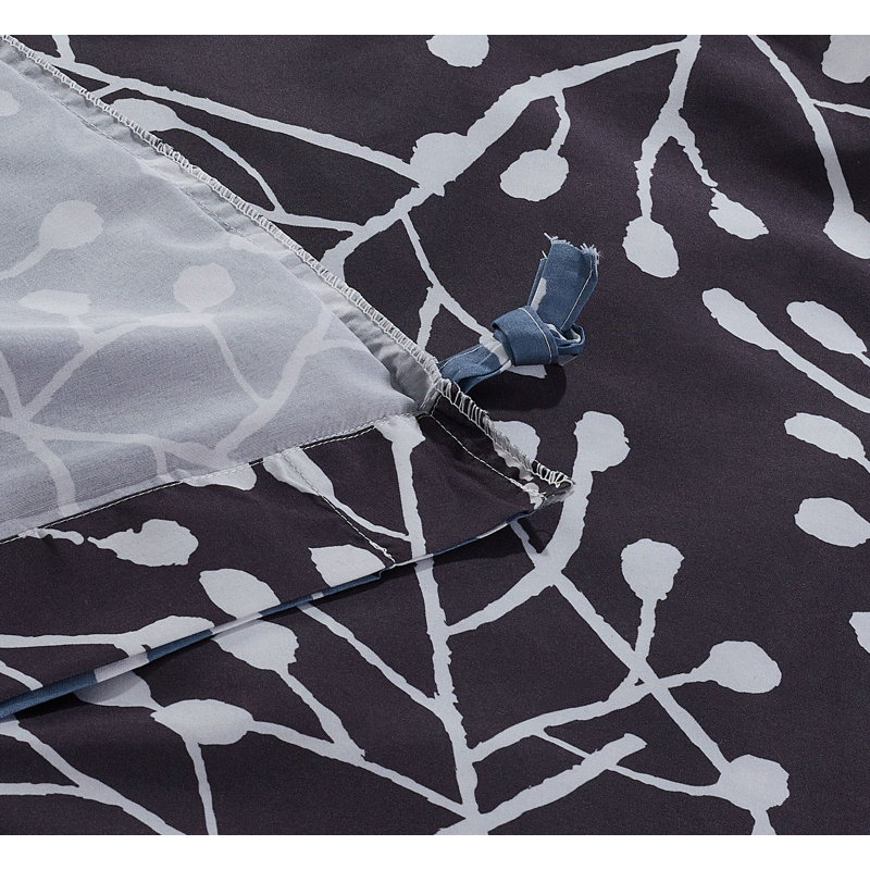 Ensemble de housse de couette réversible branches Sequoia, Gris, Couette double / grand et 2 taies décoratives