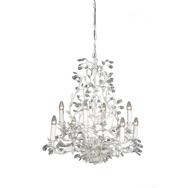 Clemmons 8 - Light Candle Style Chandelier, Frosted White
