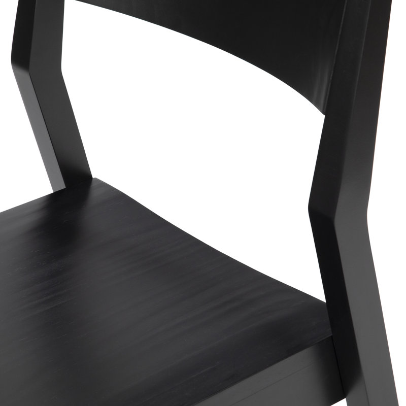 Chaise d'appoint à dossier bas en bois massif Linzy, Noir