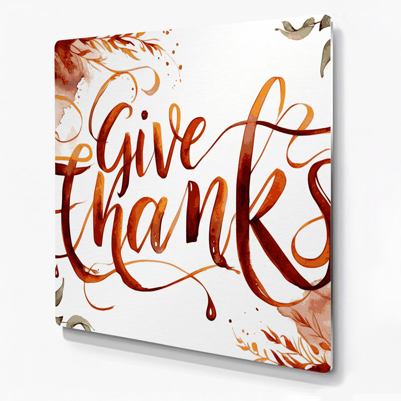 Art mural en métal "Thanksgiving donner", 32" H x 32" W