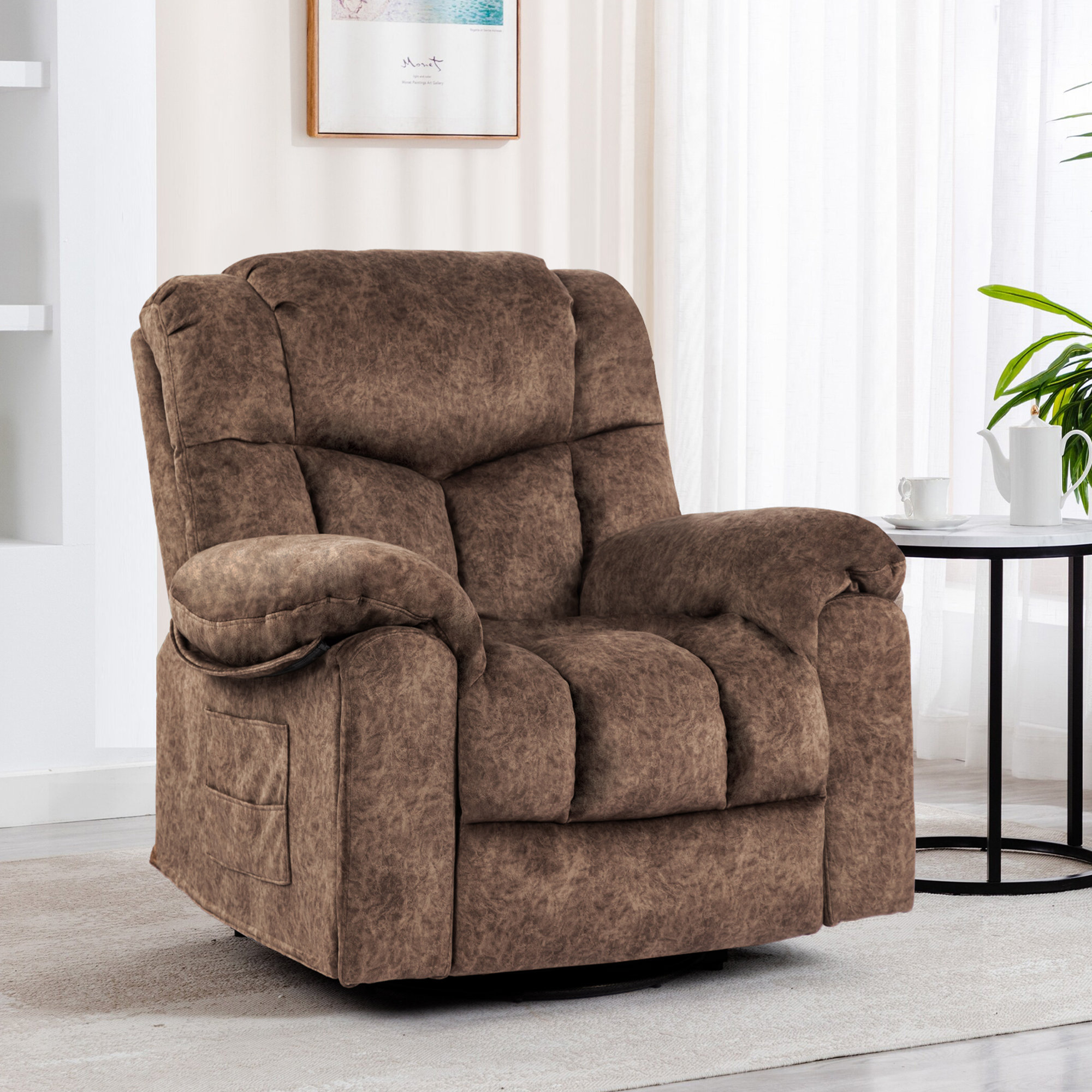 Latitude Run® High-Softness Velvet Manual Swivel Rocker