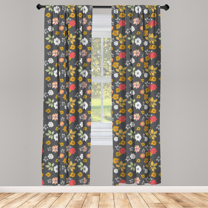 Floral Semi-Sheer Rod Pocket Sliding Panel, 28" x 84"