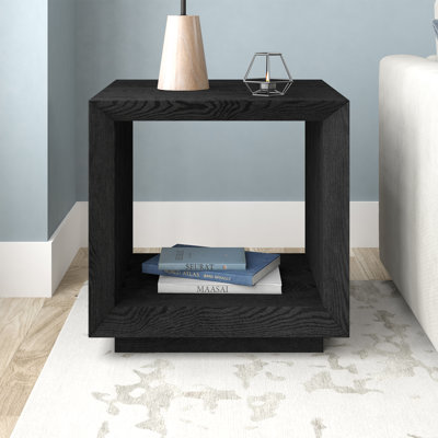 Evie 22" Wide Rectangular Side Table in Black Grain