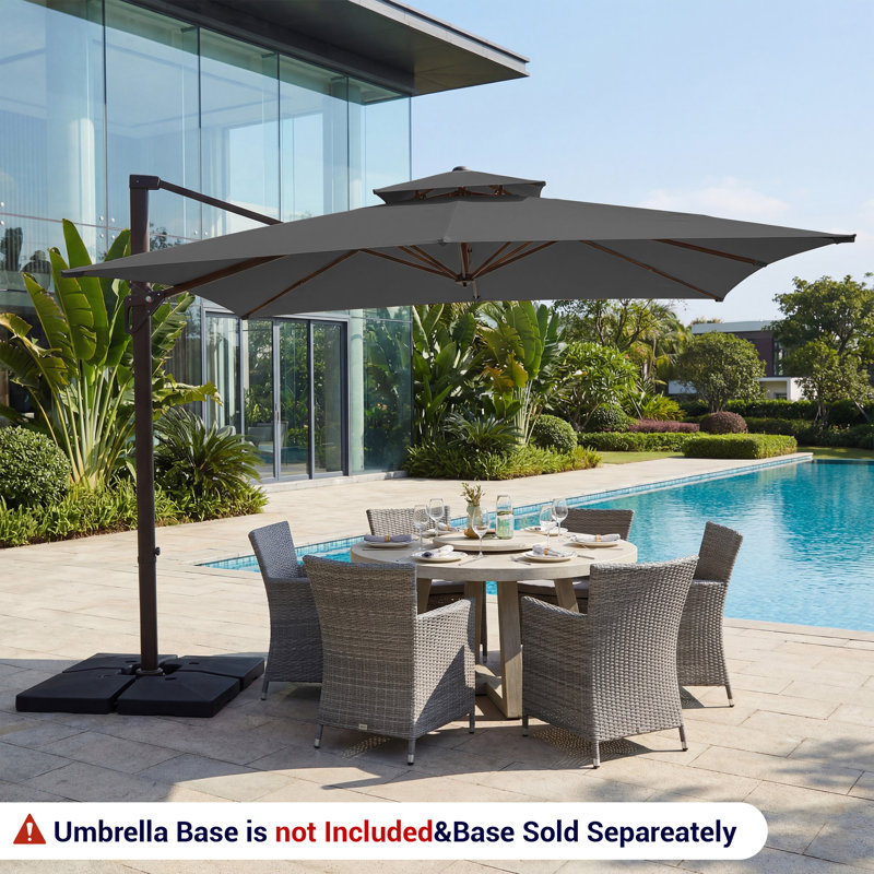 Parasol carré en porte-à-faux 120 po, Gris