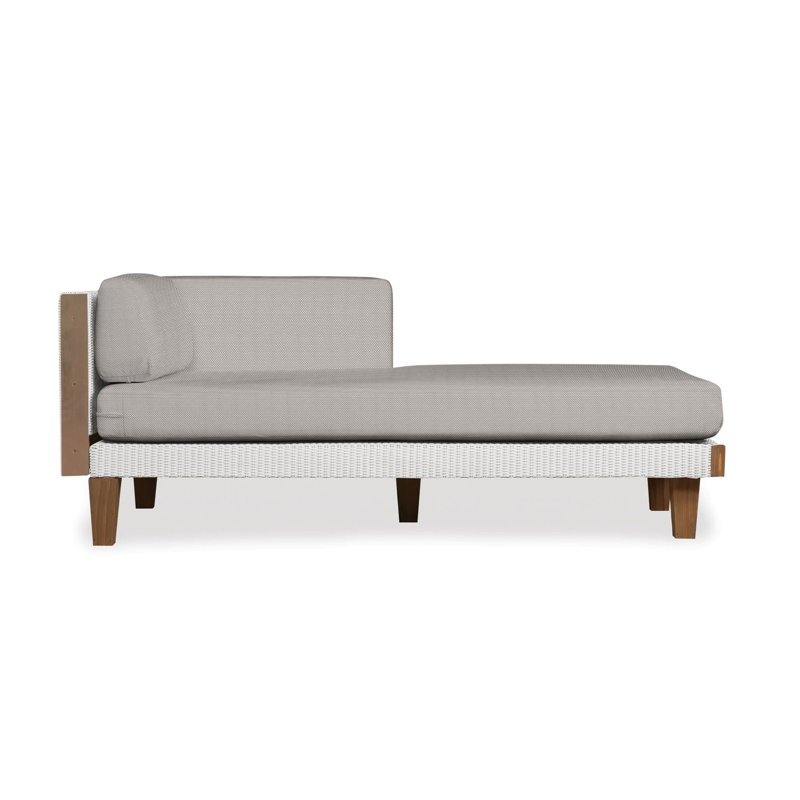 Catalina Outdoor Teak Chaise Lounge, Sailcloth Seagull, White