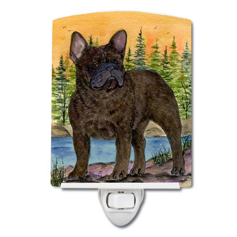 Éclairage de nuit en céramique french bouledogue