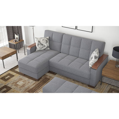 Primenest Zenaero Collection Upholstered Convertible Wood Trimmed Chaise Lounge With Storage
