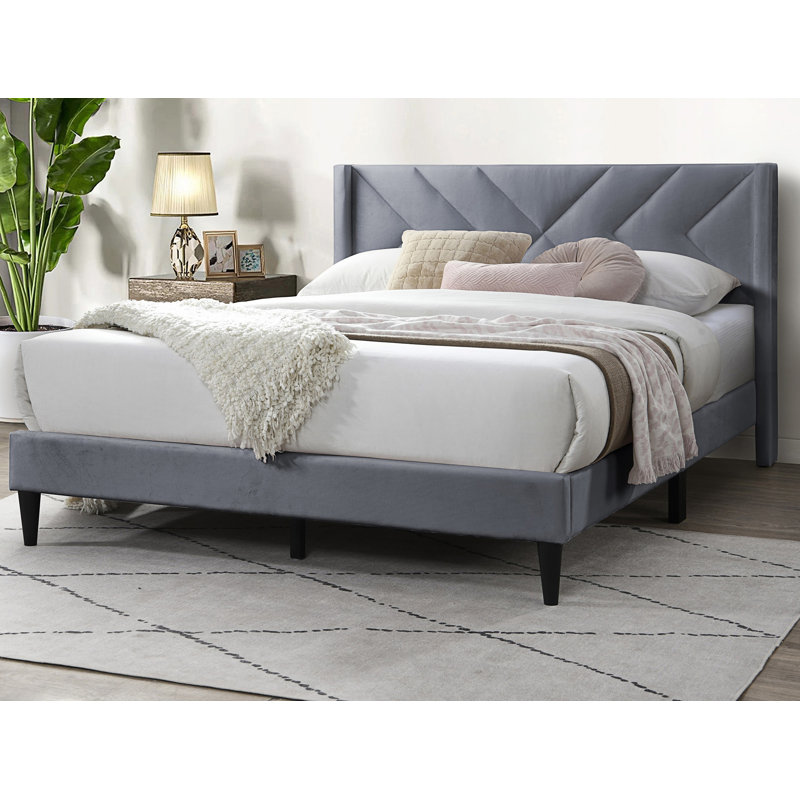 Elegant Modern Full Size Bed, Grey