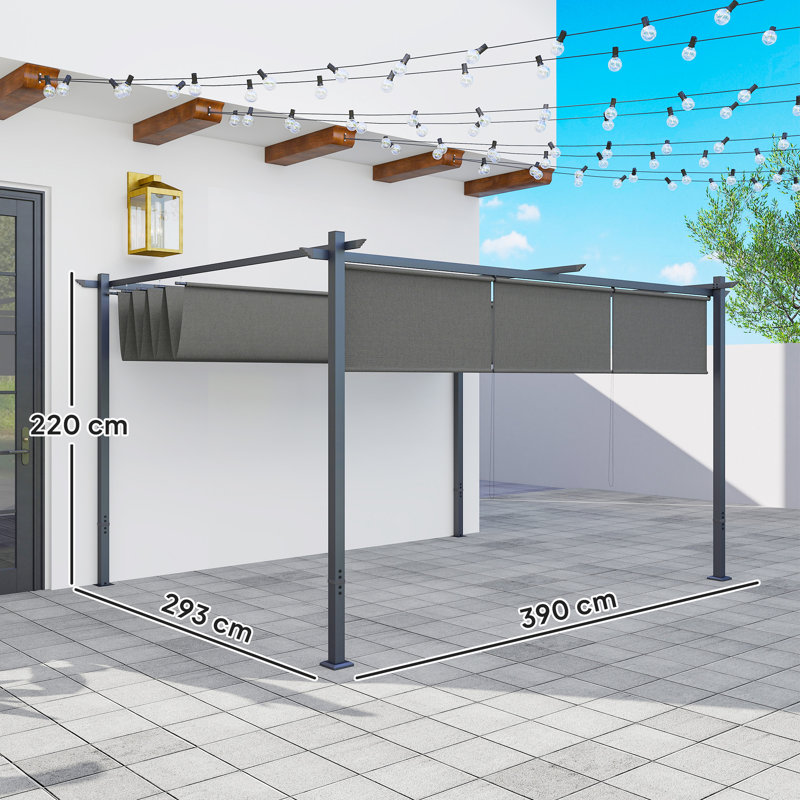 4m x 3m Metal Pergola, Grey