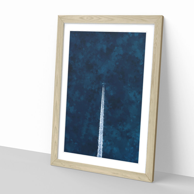 Contrails from the Airplane - Picture Frame Painting Print, 87cm H x 62cm W x 2cm D, Oak Framed