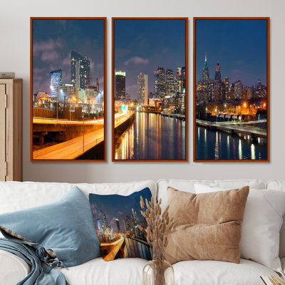 " Philadelphia Skyline At Night " 3 - Pieces
