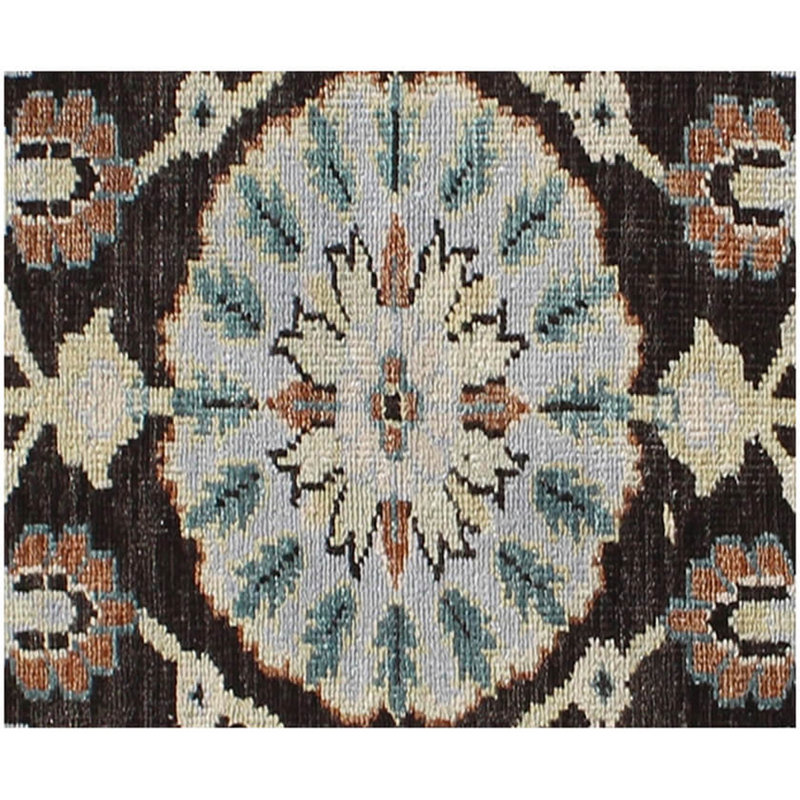Tapis brun en laine noué à la main brun clair - tapis oriental traditionnel à médaillon floral persan pour le salon et la chambre à coucher
