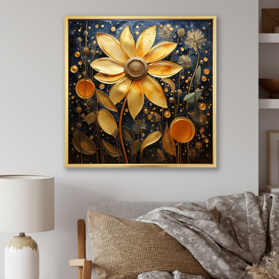 «Annaclaire Wildflowers Golden Petals», reproduction sur toile