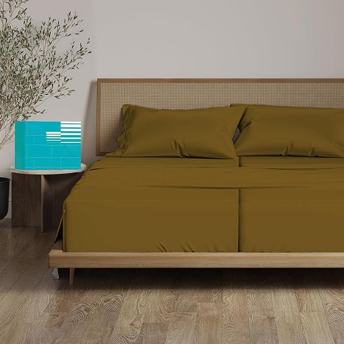 Split Queen Sheets for Adjustable Beds 5-Piece Split Queen Sheet Set, 800 Thread Count 100% Egyptian Cotton,21" Deep Pocket Adjustable Bed Sheets, Taupe Solid