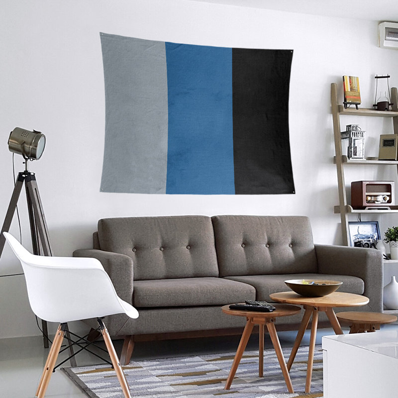 Tapisserie de polyester Colorado, H 27,5 po x l 37,5 po, Argent / bleu / noir