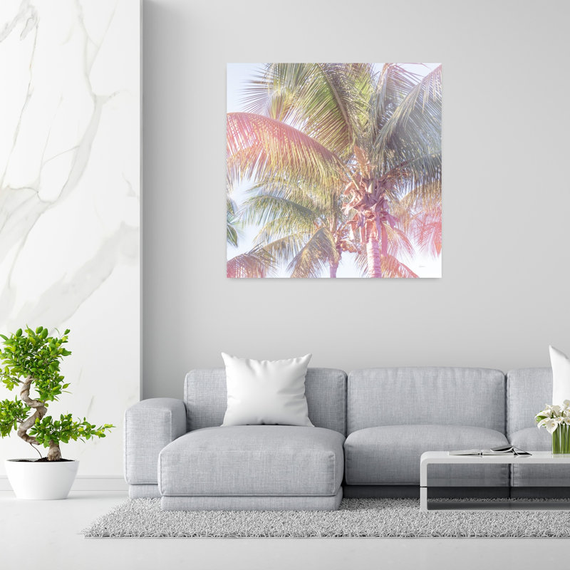 «Dream Palm I», art abstrait de paysage tropical, H 48 po x l 48 po