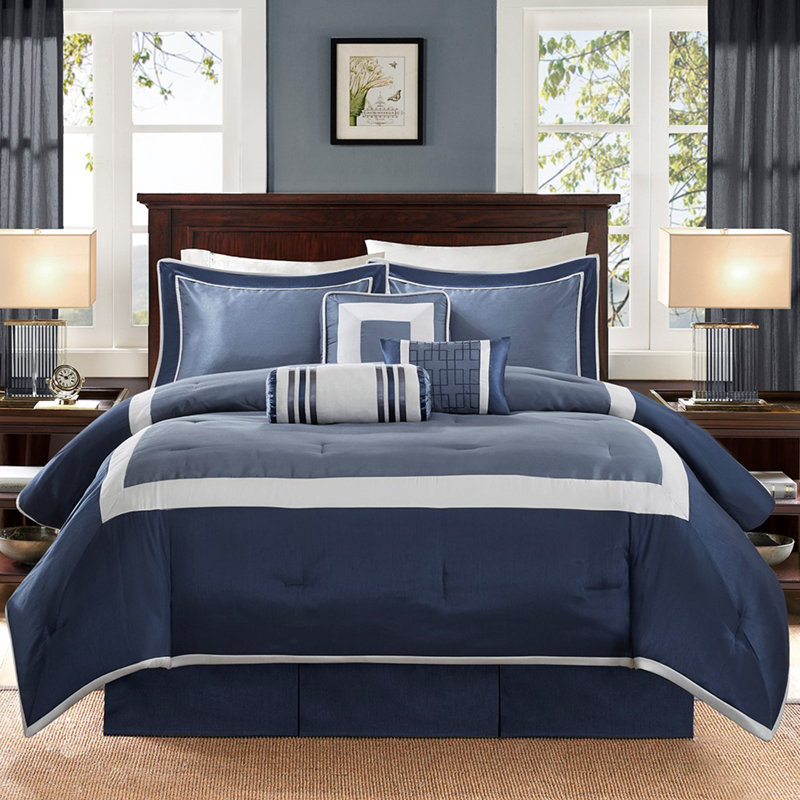 Ensemble d'édredon 7 pièces pour grand lit, Navy, Queen Comforter + 6 Additional Pieces
