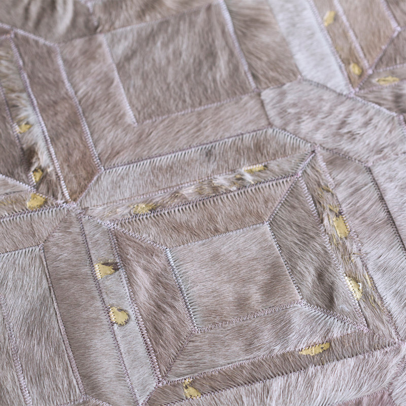 Cowhide Geometric Area Rug in Lilac Ash, Rectangle 5'7'' x 7'10''
