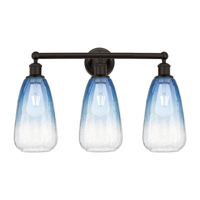 Brookhaven Almond - 3 Light - Sapphire Blue Brookhaven Almond shade - Bath Vanity Light