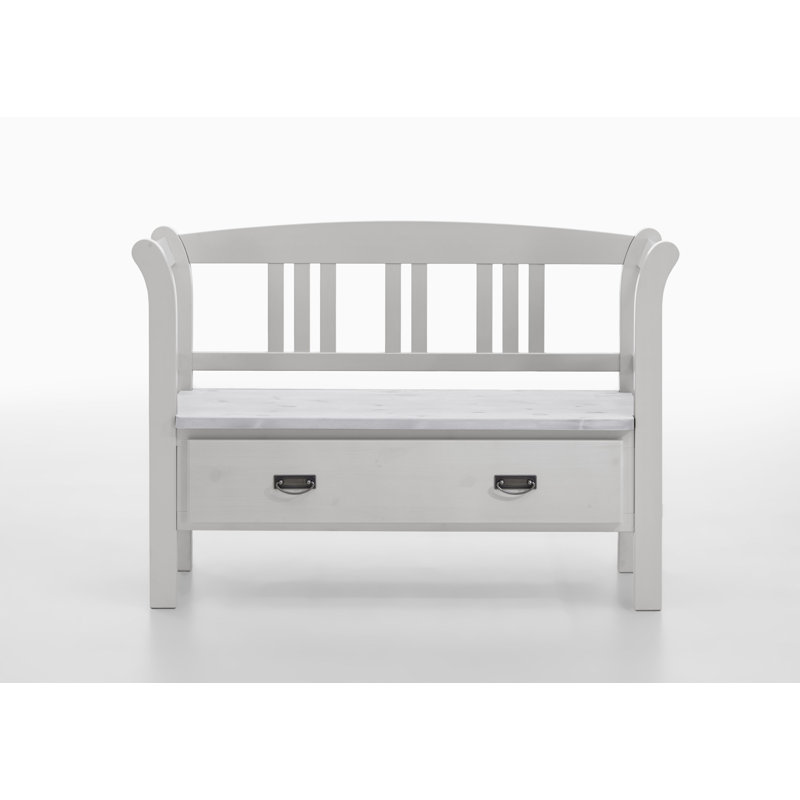 Polebridge Solid Wood Storage Bench, White