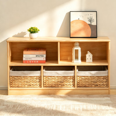 Bibliothèque à 43 compartiments en bois d'hévéa massif 43,3 "Ebern Designs
