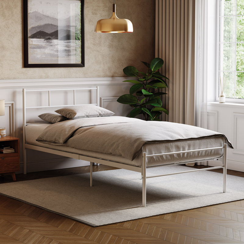 Dorset Metal Bed With Metal Slats & Centre Support Legs, Single (3'), White