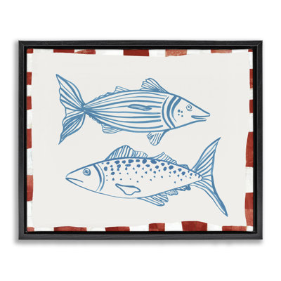 Cadre flottant à croquis de deux poissons de mer, design par Hannah Dawson