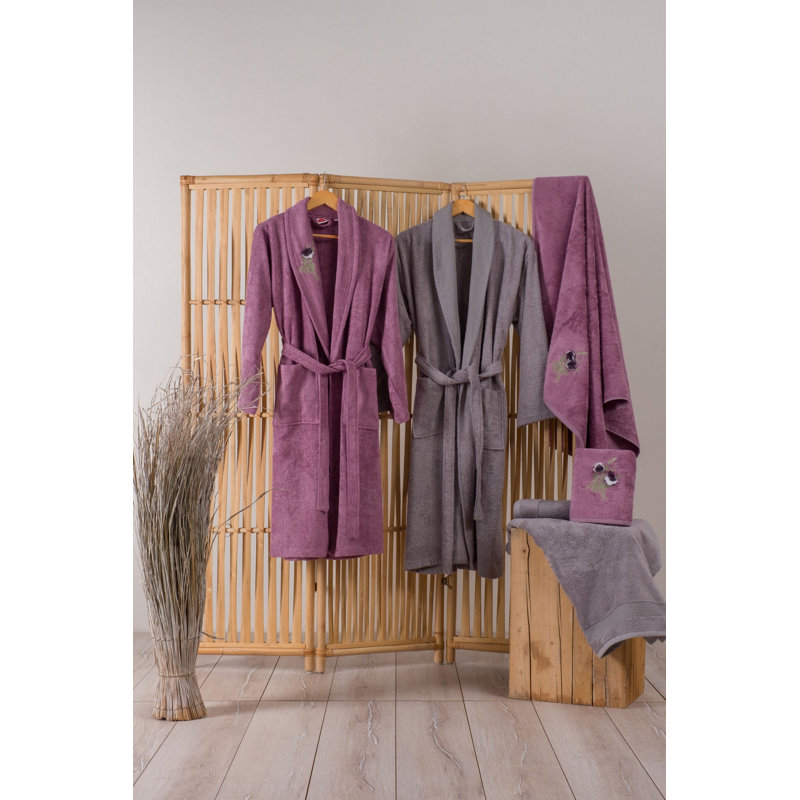 Adrielle Cotton Blend Above Knee Bathrobe with Pockets