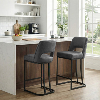 Tabouret de bar en similicuir rembourré à hauteur de comptoir avec structure en métal