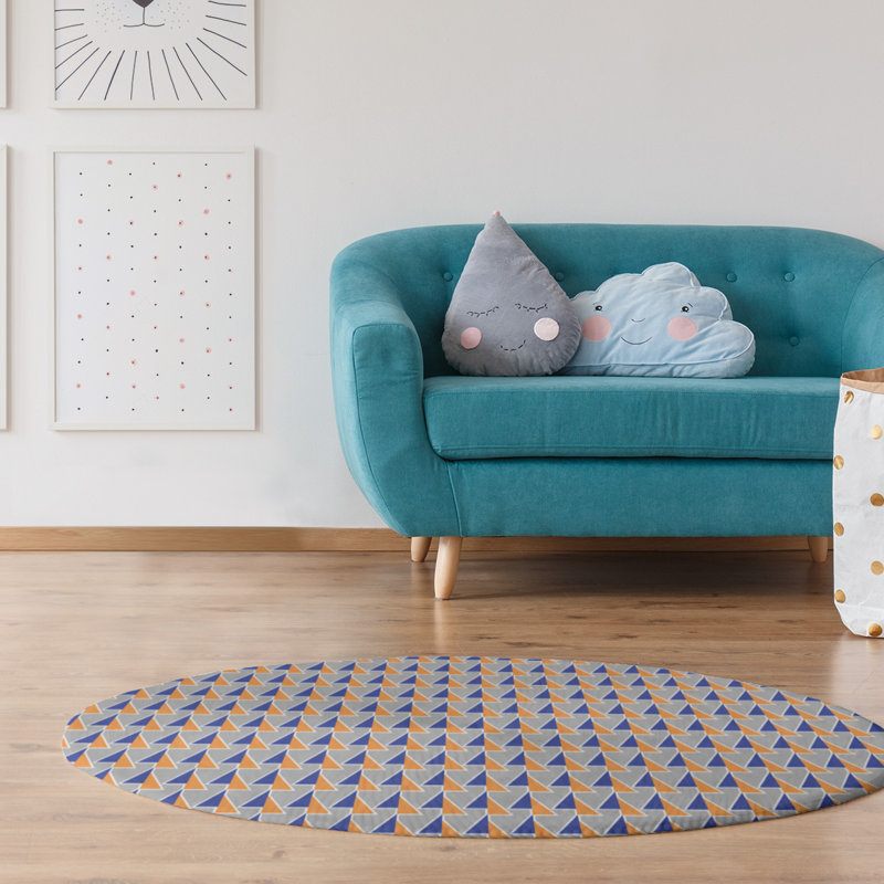 Chenille Geometric Indoor Rug, Round 5'